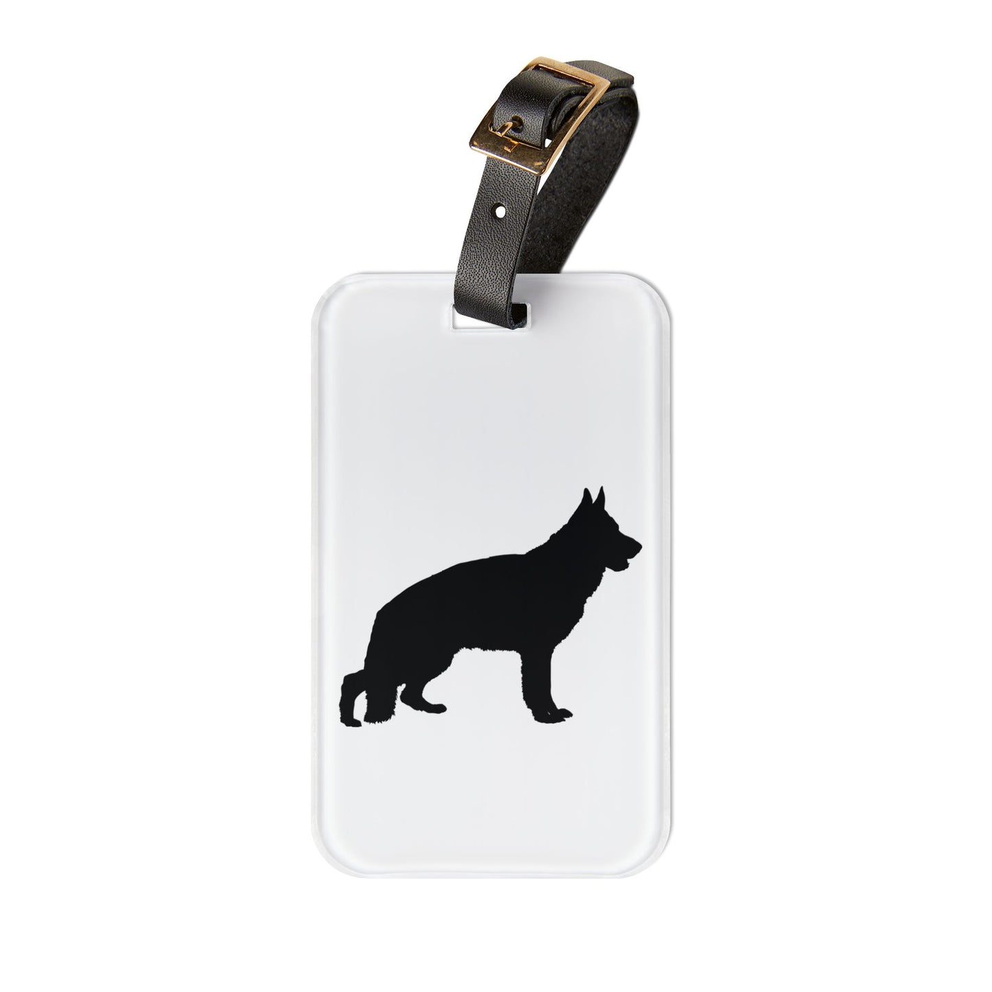 German Shepherd Silhouette Leather Strap Luggage Tag