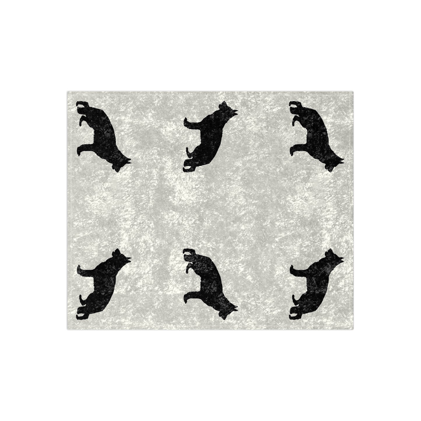 German Shepherd Silhouette Crushed Velvet Blanket