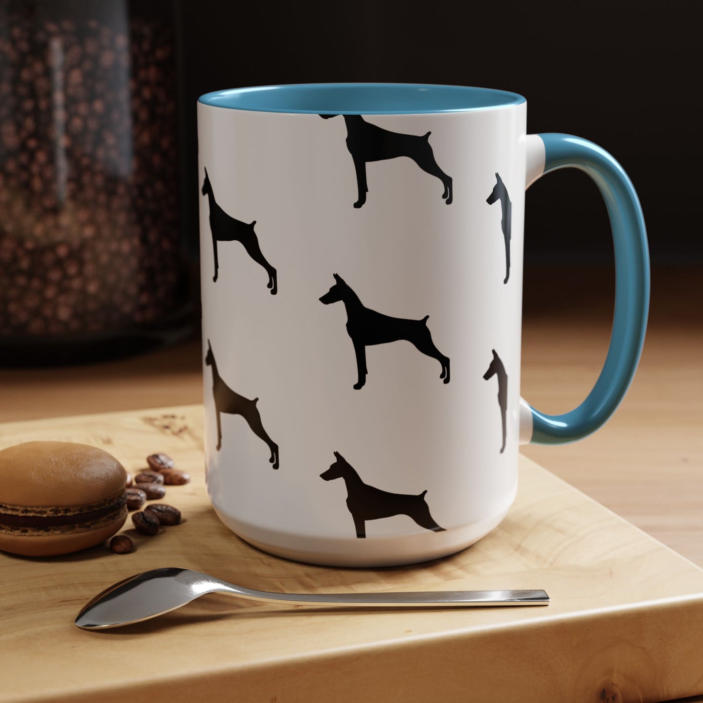 Doberman Silhouette 2-Tone Coffee Mug