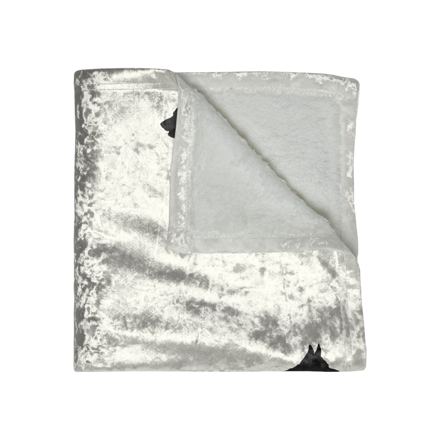 German Shepherd Silhouette Crushed Velvet Blanket