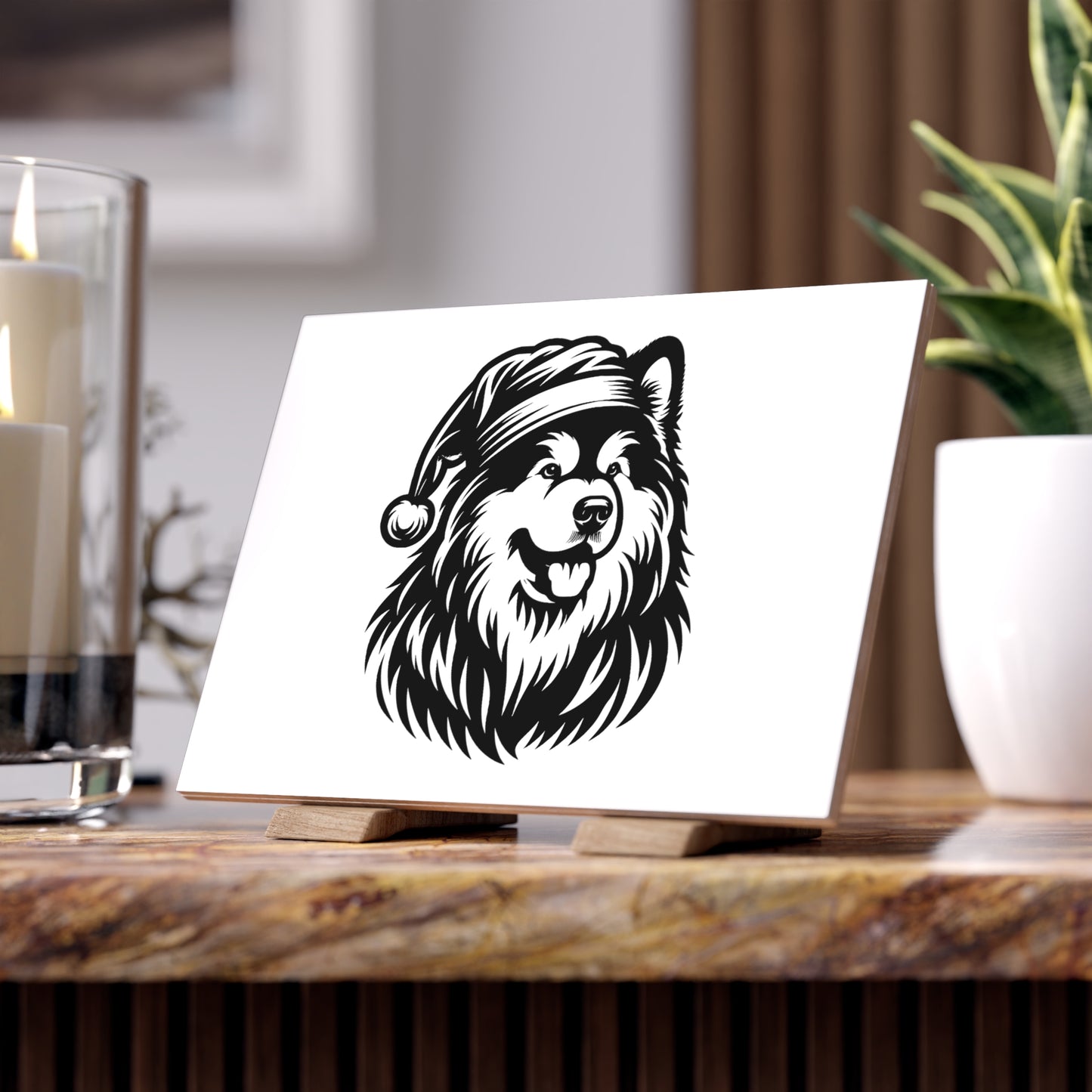 Santa Paws Malamute Ceramic Photo Tile