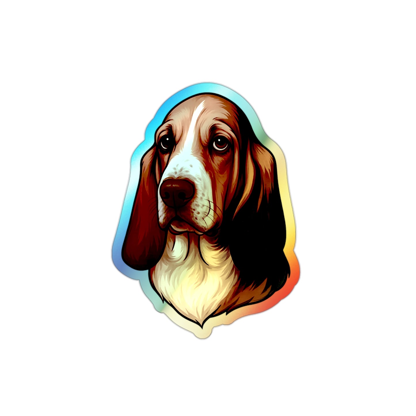 Basset Hound Head Holographic Sticker