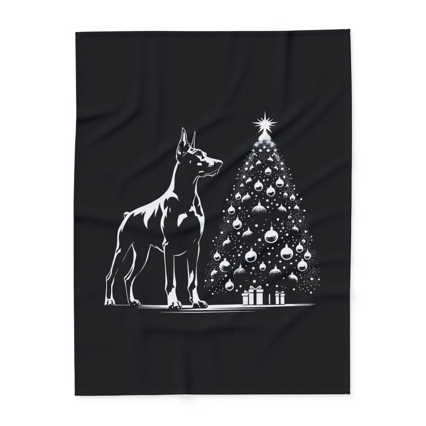 Doberman Christmas Tree Arctic Fleece Blanket