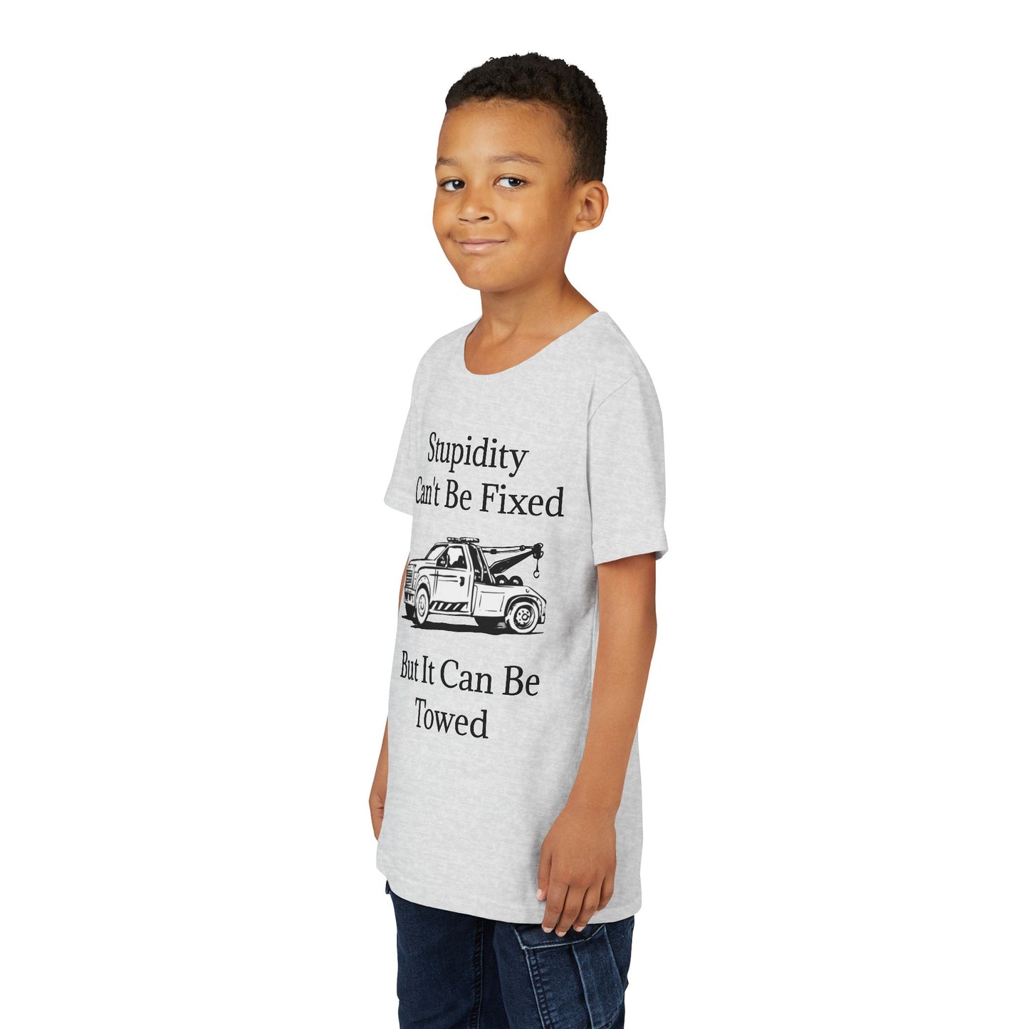 Stupidity Wheel Lift Tow Truck Youth Unisex Short Sleeve Crewneck Tee