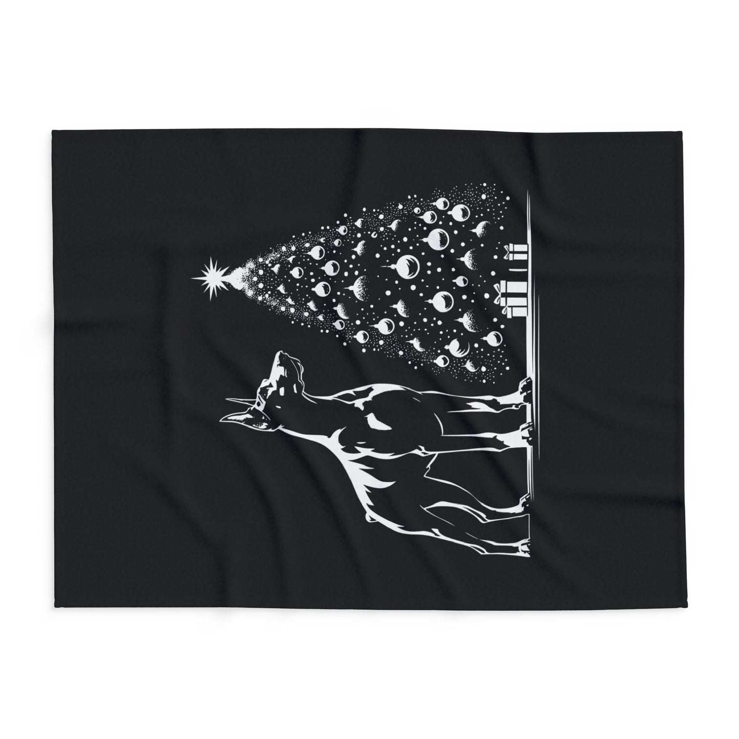 Doberman Christmas Tree Arctic Fleece Blanket