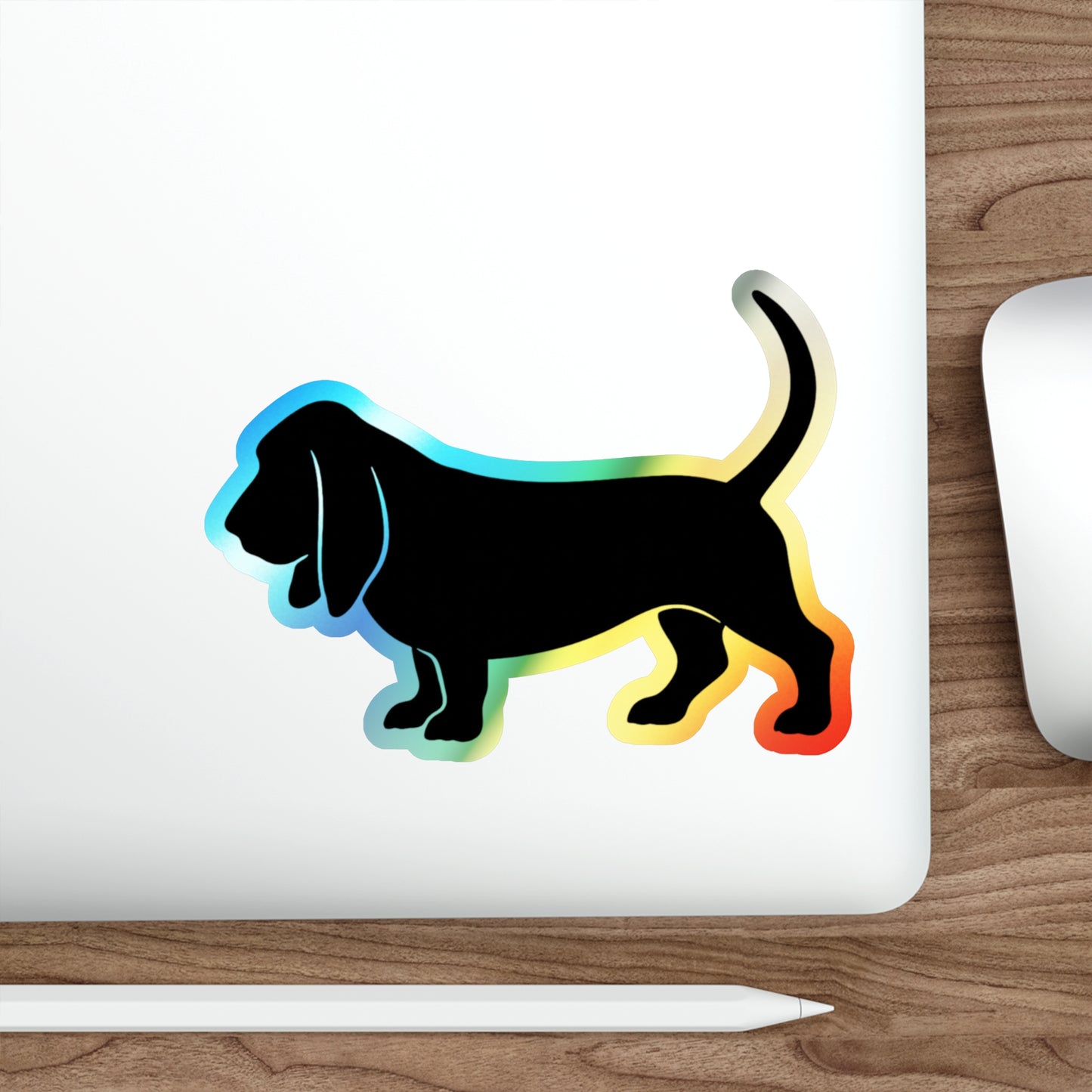 Basset Hound Silhouette Holographic Sticker