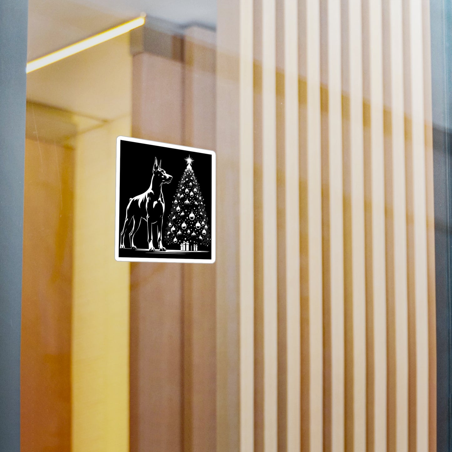Doberman Christmas Tree Vinyl Decal