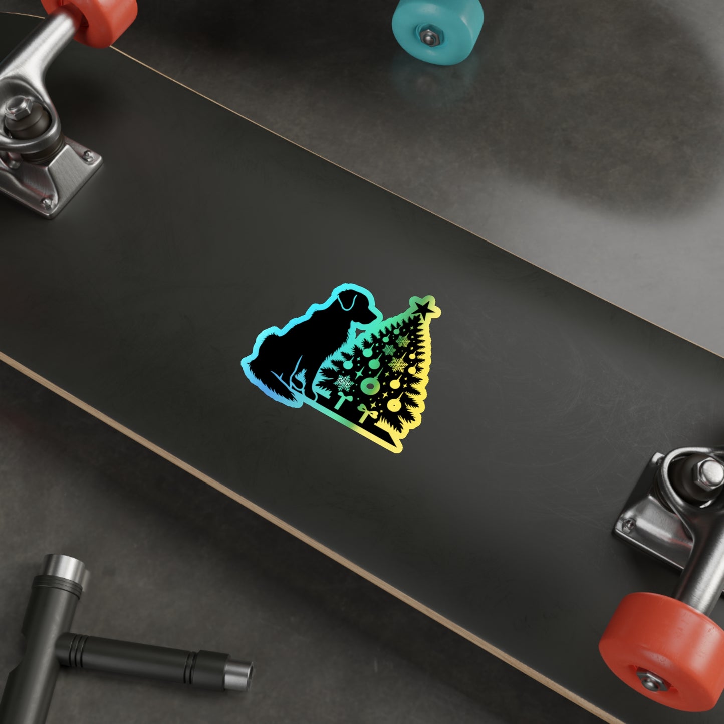 Golden Christmas Tree Holographic Sticker
