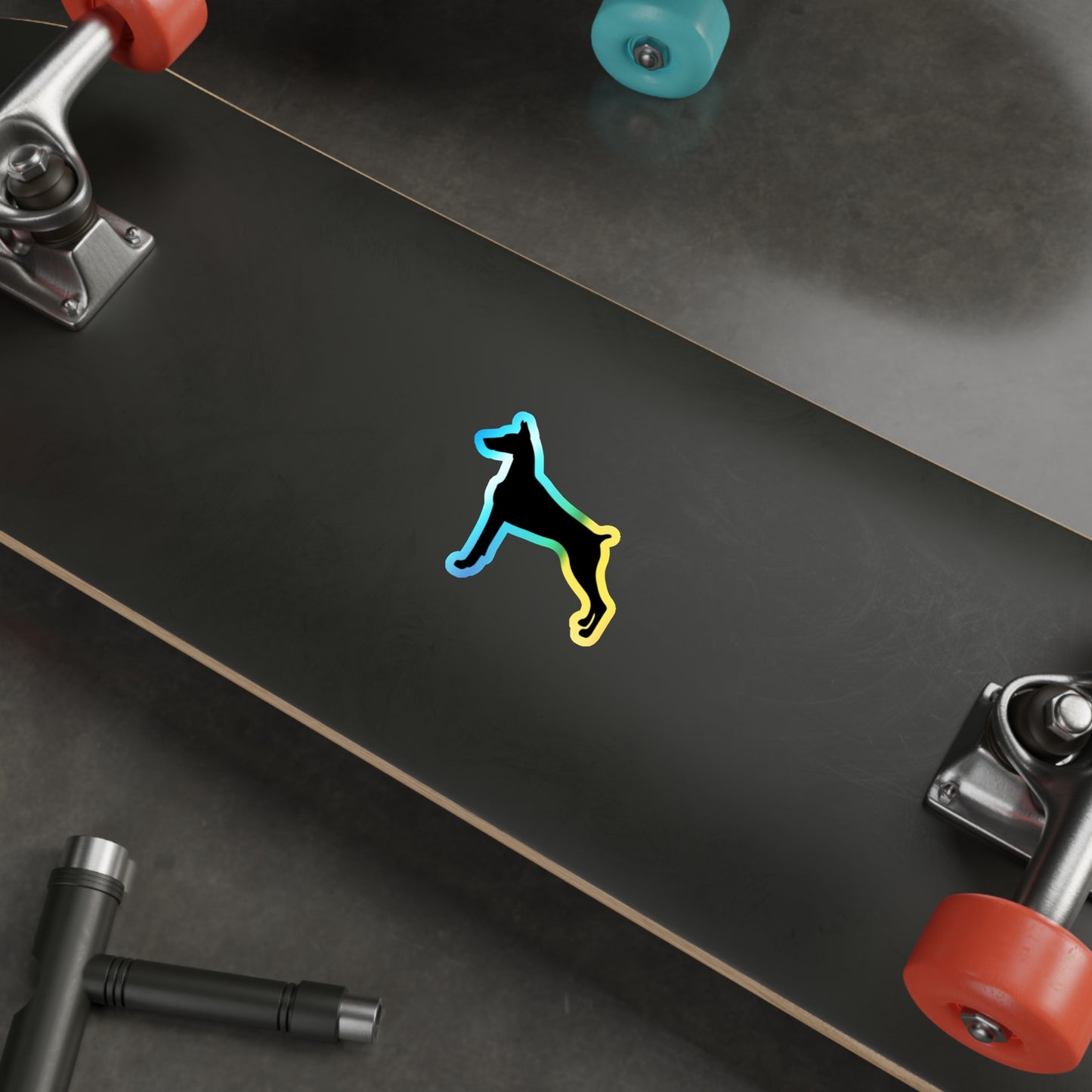 Doberman Silhouette Holographic Sticker