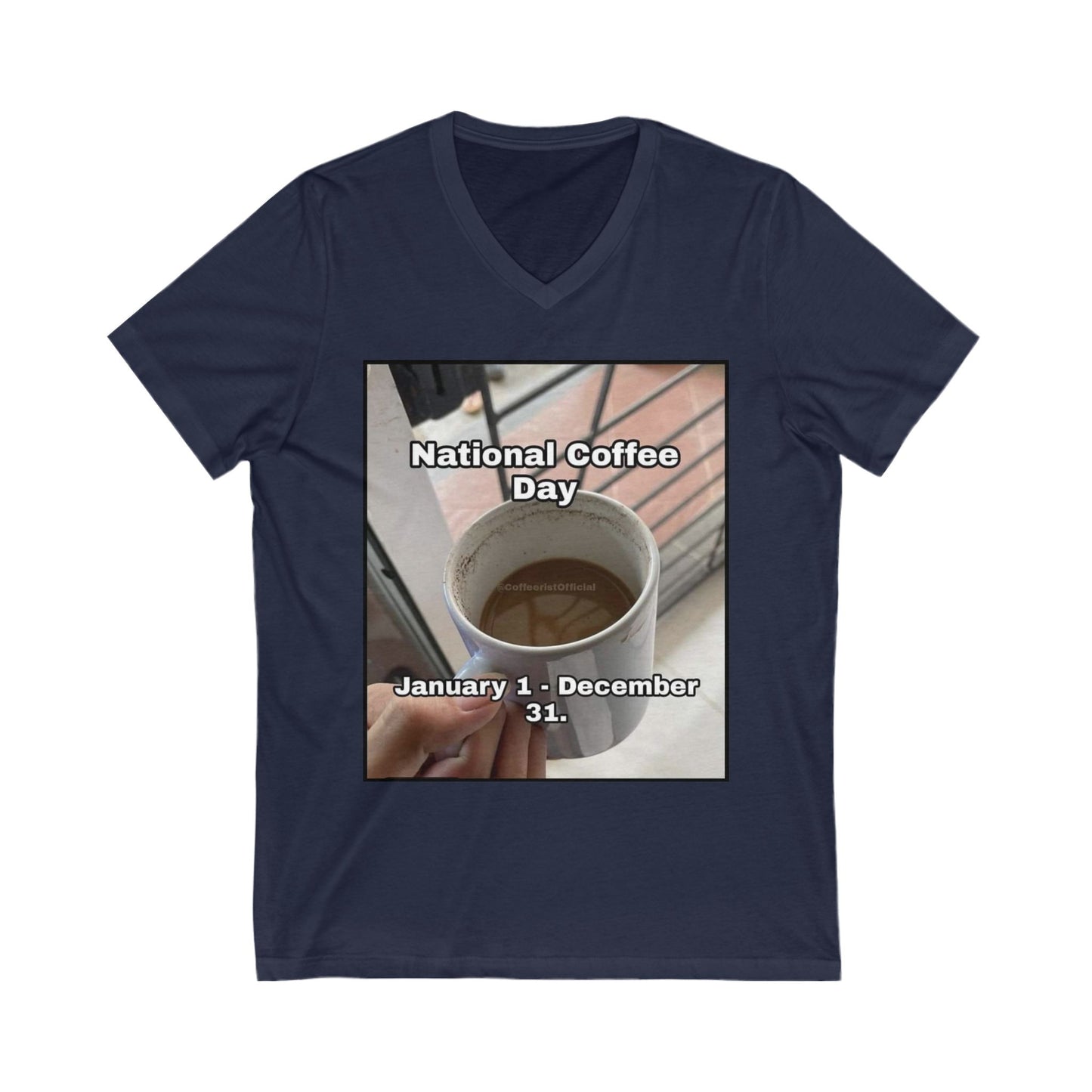 National Coffee Day Unisex Short Sleeve V-Neck Tee