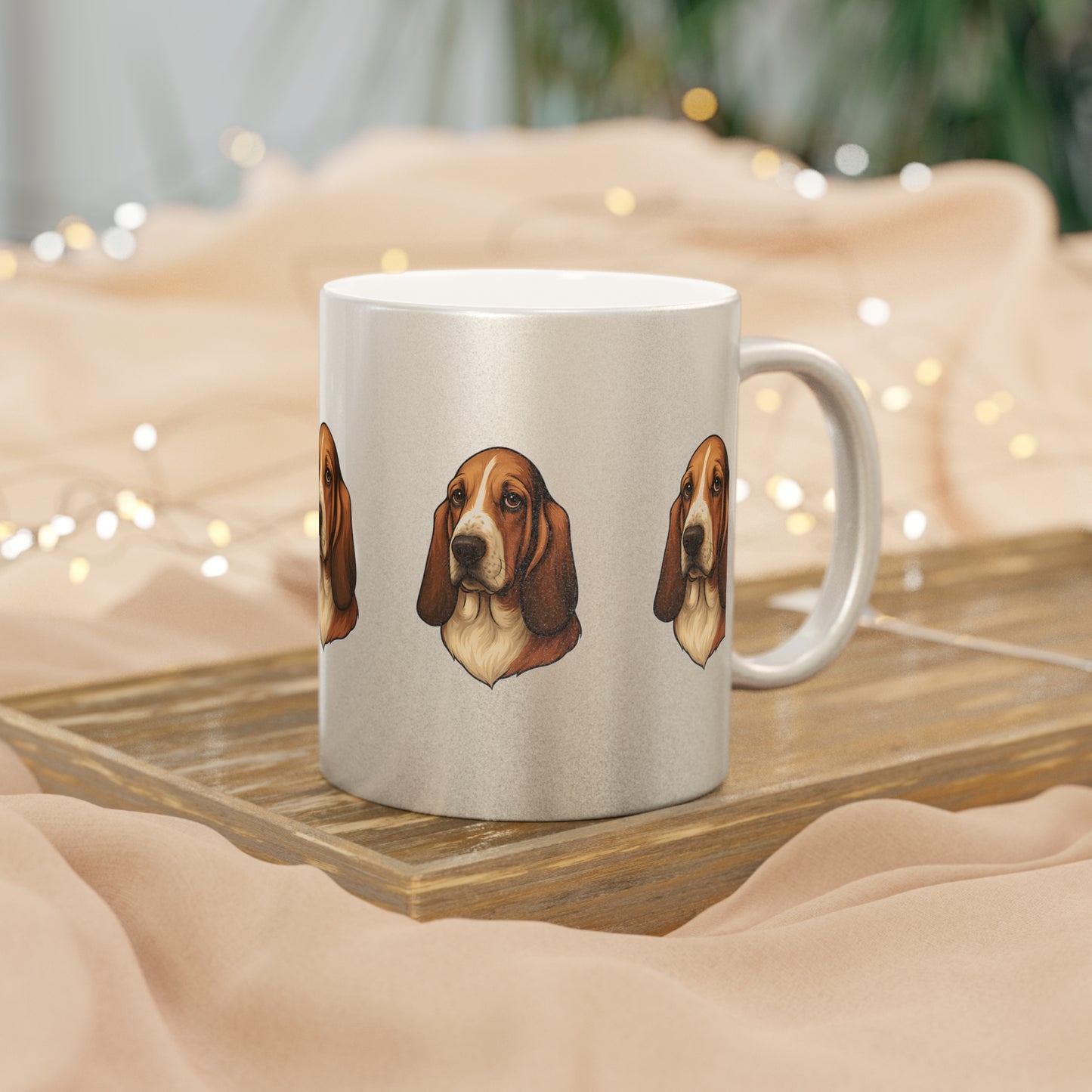 Basset Hound Head Metallic Coffee Mug