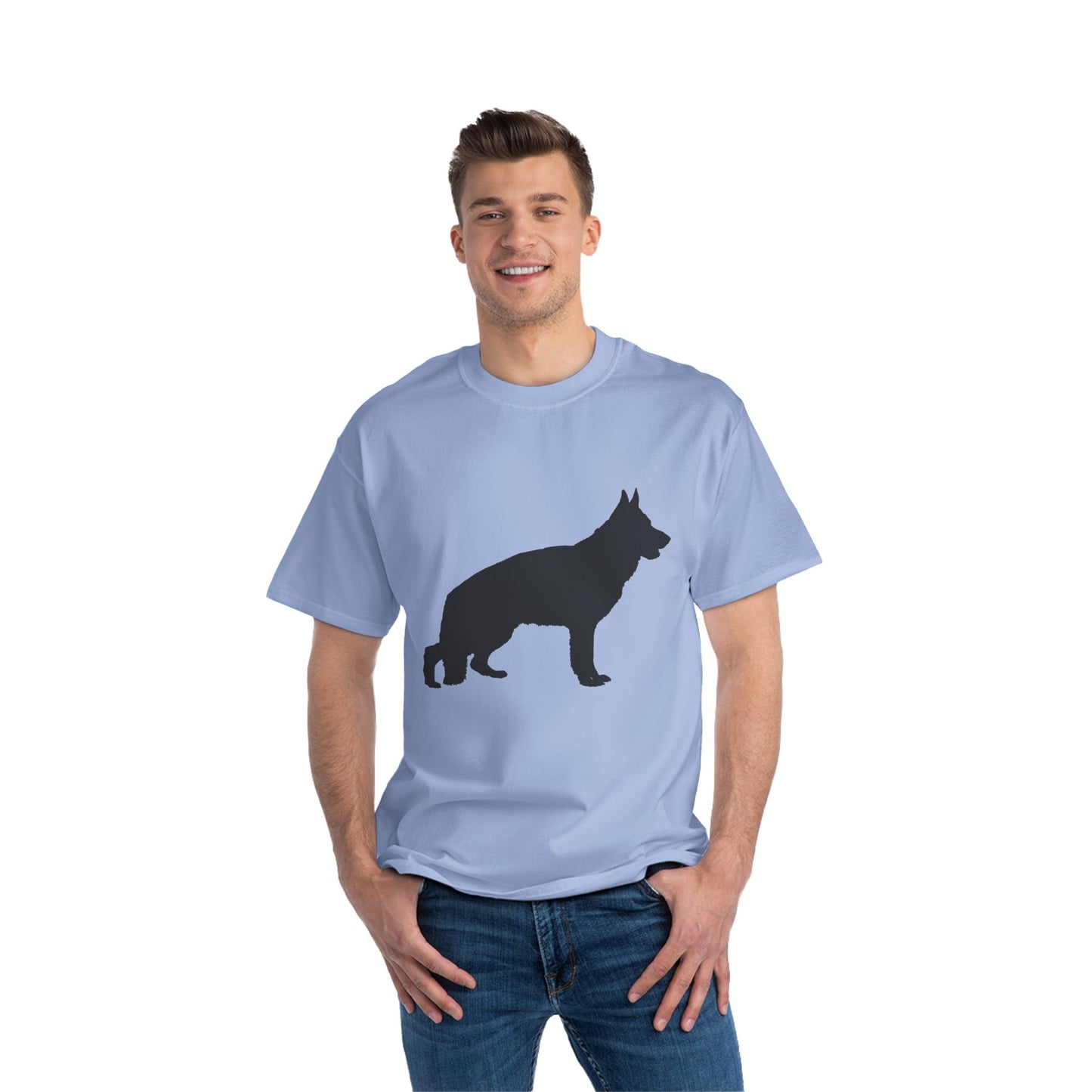 German Shepherd Silhouette Men's Short-Sleeve Crewneck Tee