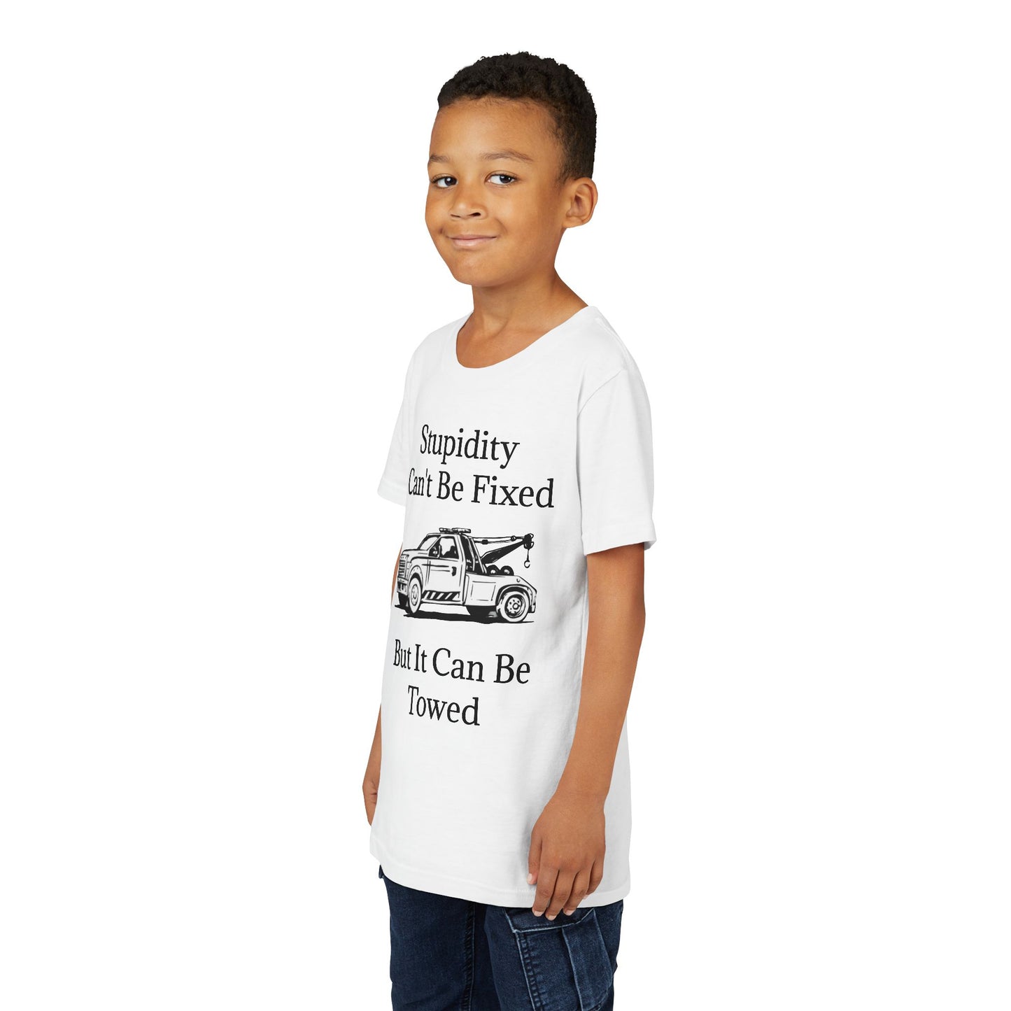 Stupidity Wheel Lift Tow Truck Youth Unisex Short Sleeve Crewneck Tee