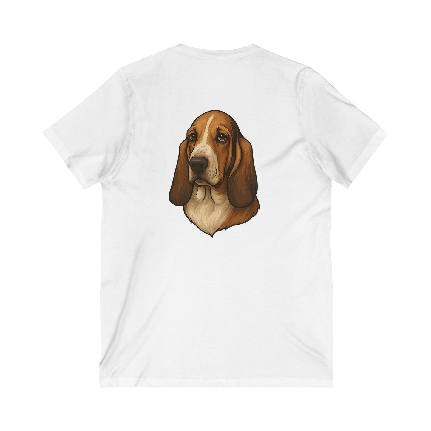 Basset Hound Head Unisex Short Sleeve V-Neck Tee