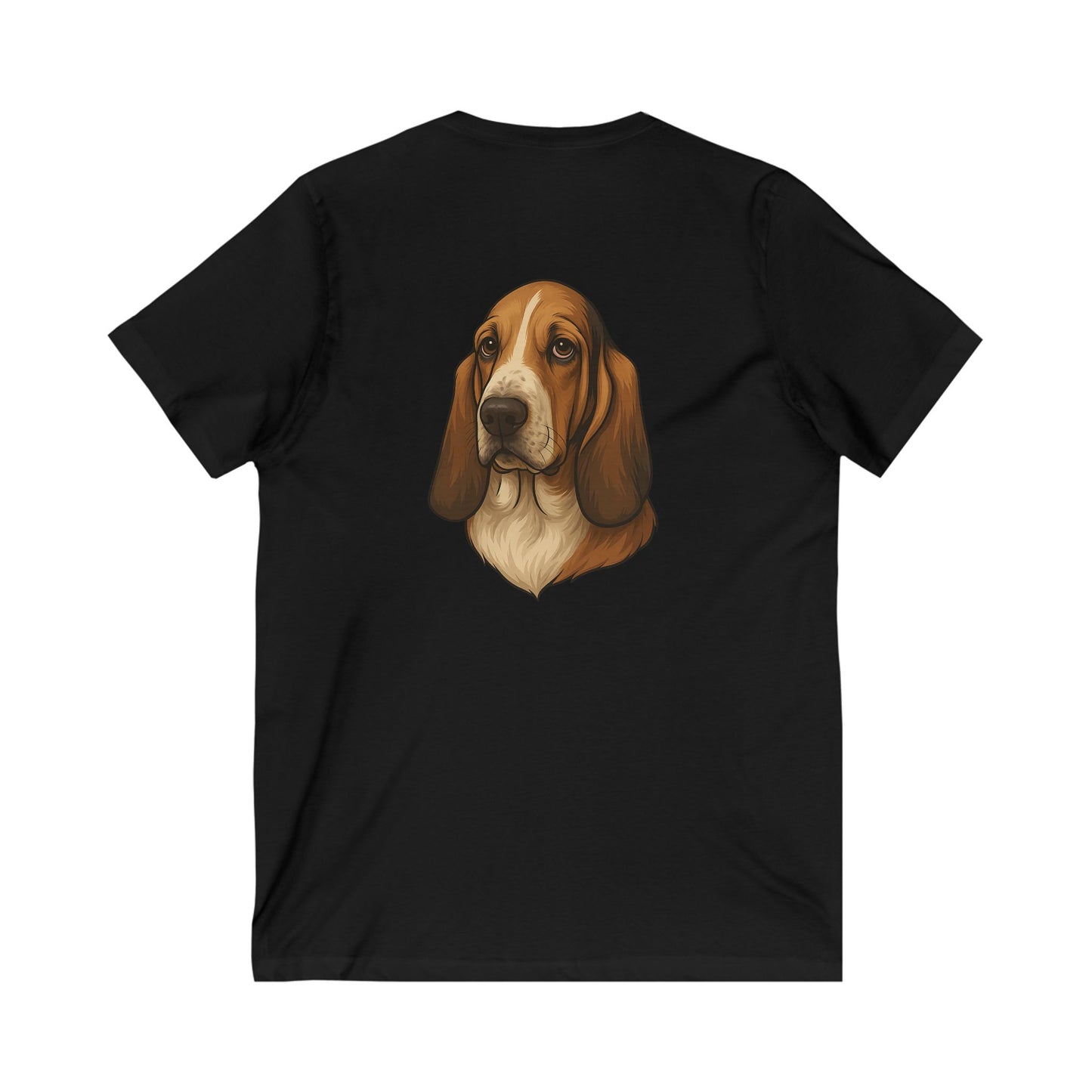 Basset Hound Head Unisex Short Sleeve V-Neck Tee