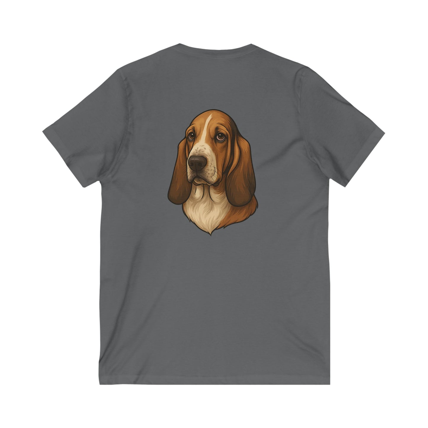 Basset Hound Head Unisex Short Sleeve V-Neck Tee