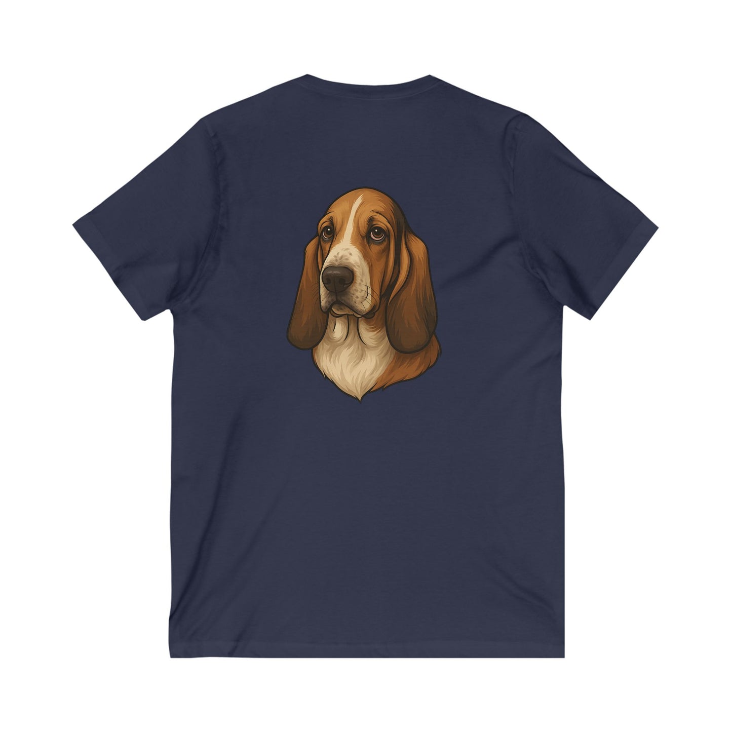 Basset Hound Head Unisex Short Sleeve V-Neck Tee