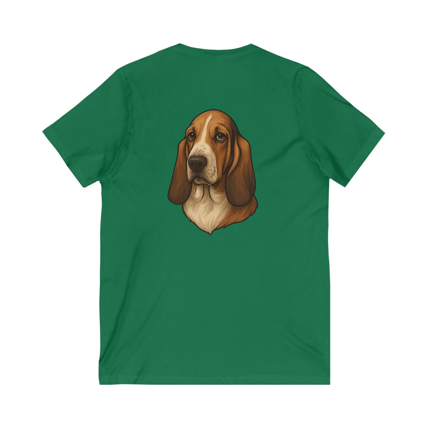 Basset Hound Head Unisex Short Sleeve V-Neck Tee