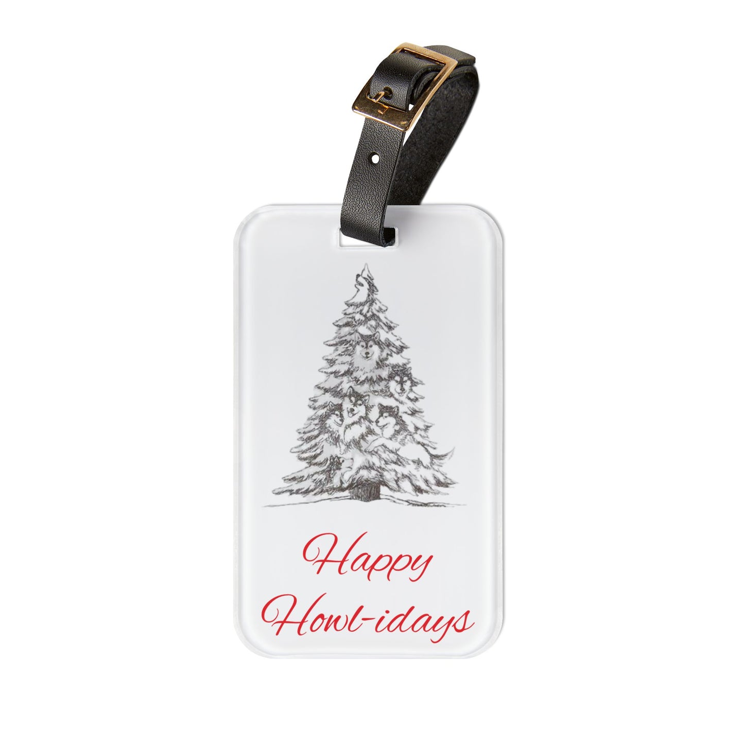 Happy Howl-idays Leather Strap Luggage Tag