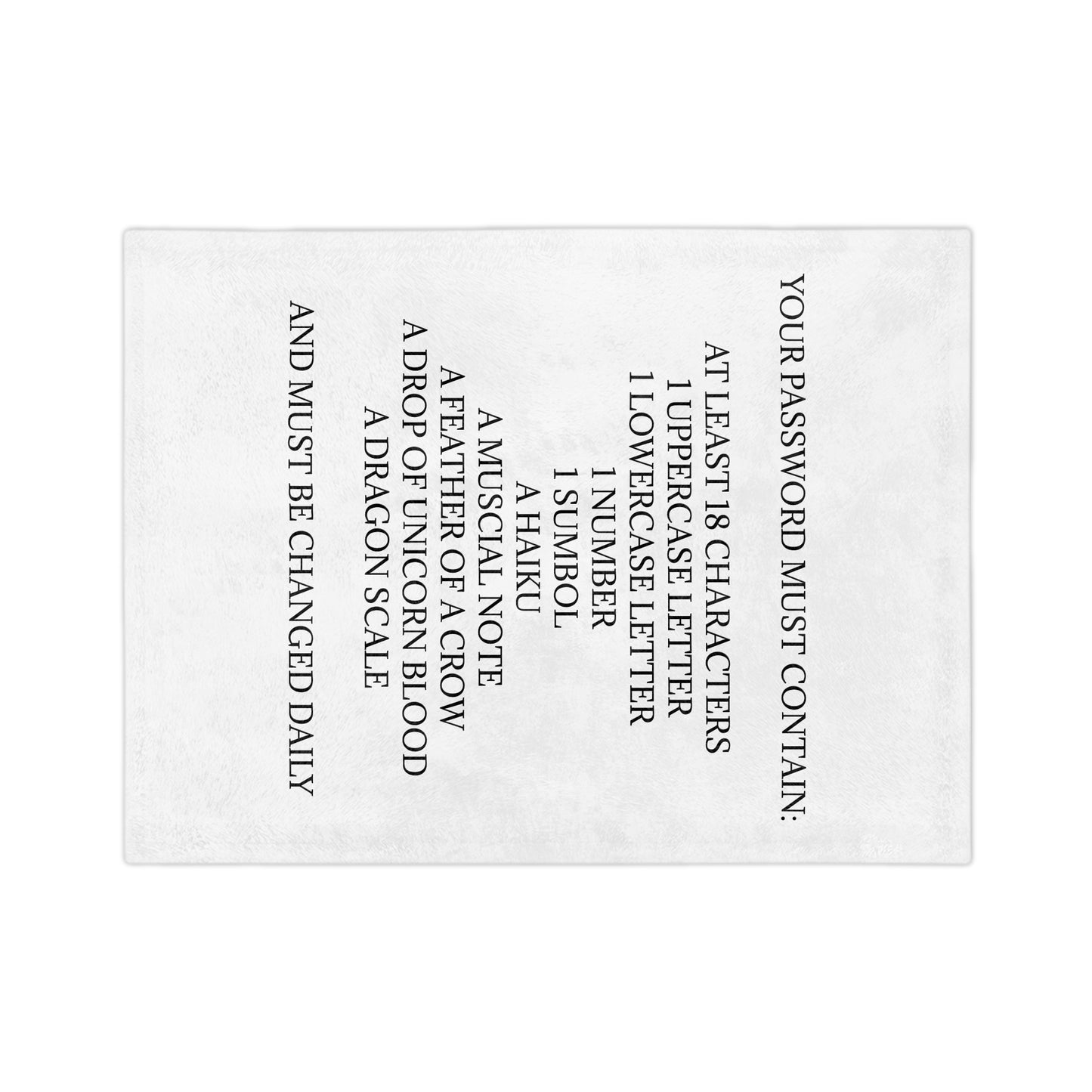 Password Velveteen Microfiber Blanket