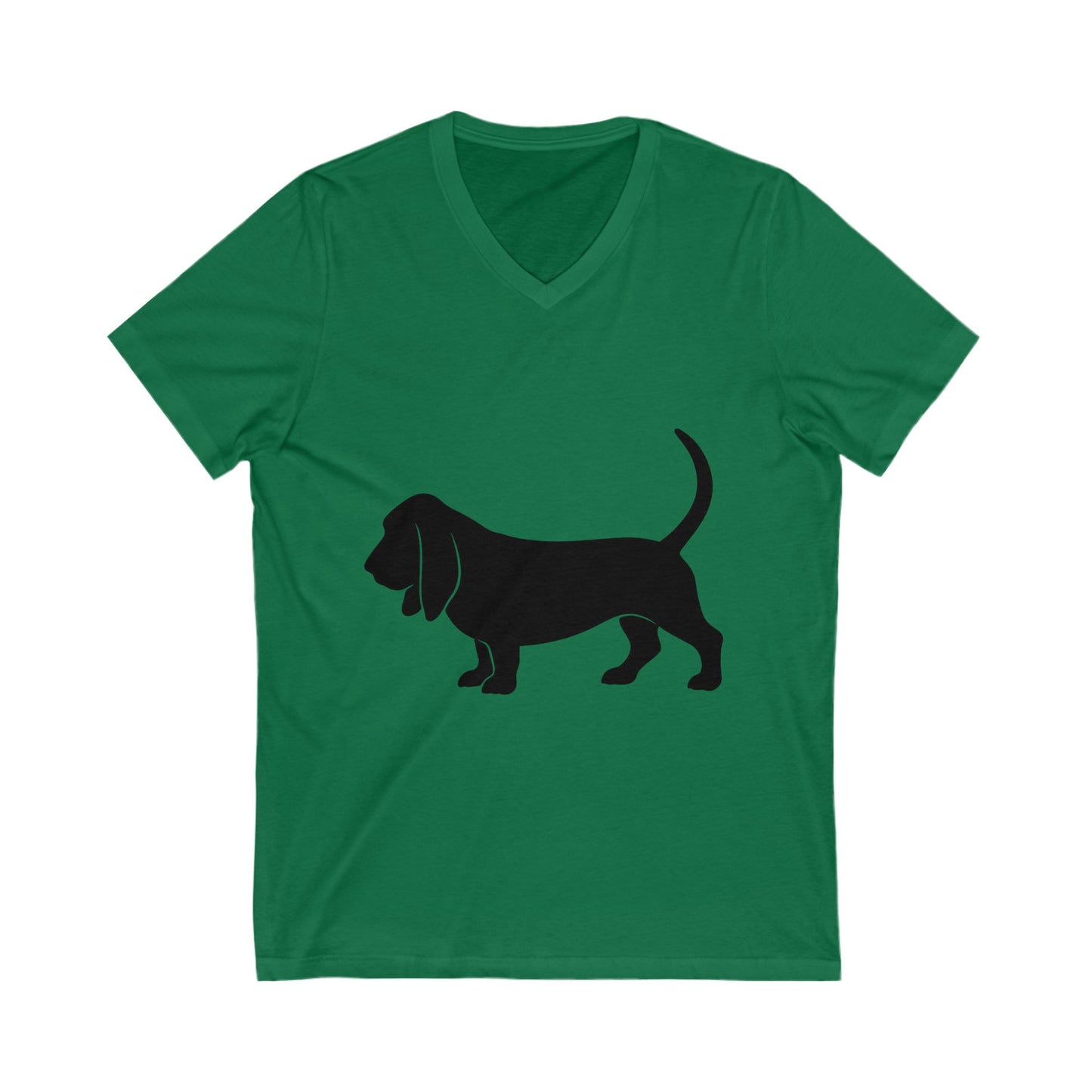 Basset Hound Silhouette Unisex Short Sleeve V-Neck Tee