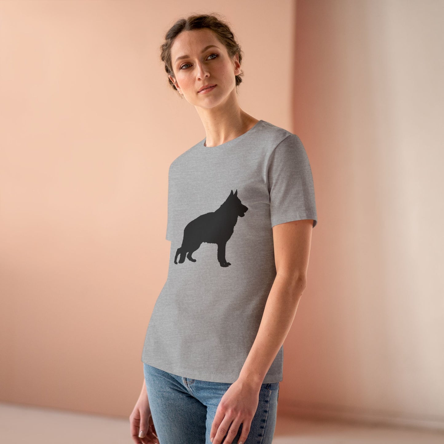 German Shepherd Silhouette Women's Short Sleeve Crewneck Tee