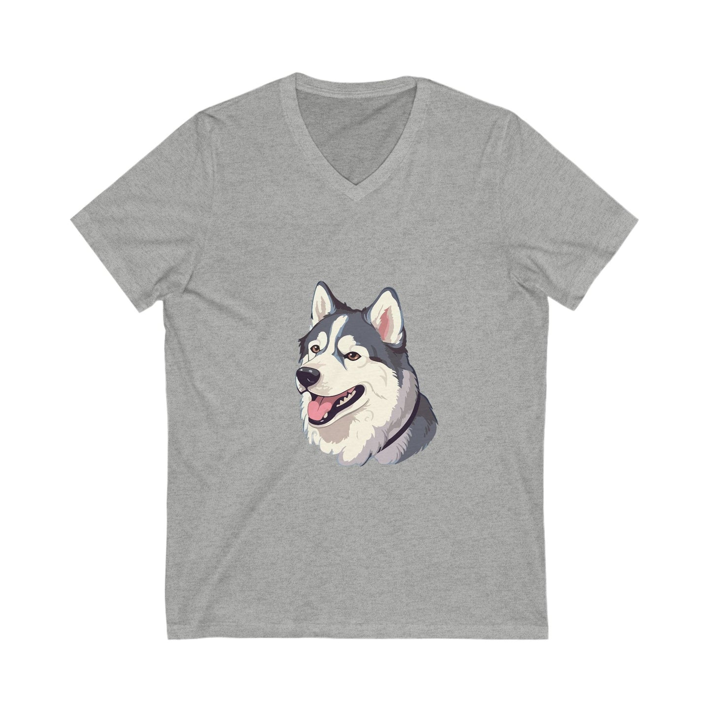 Malamute Head Unisex Short Sleeve V-Neck Tee