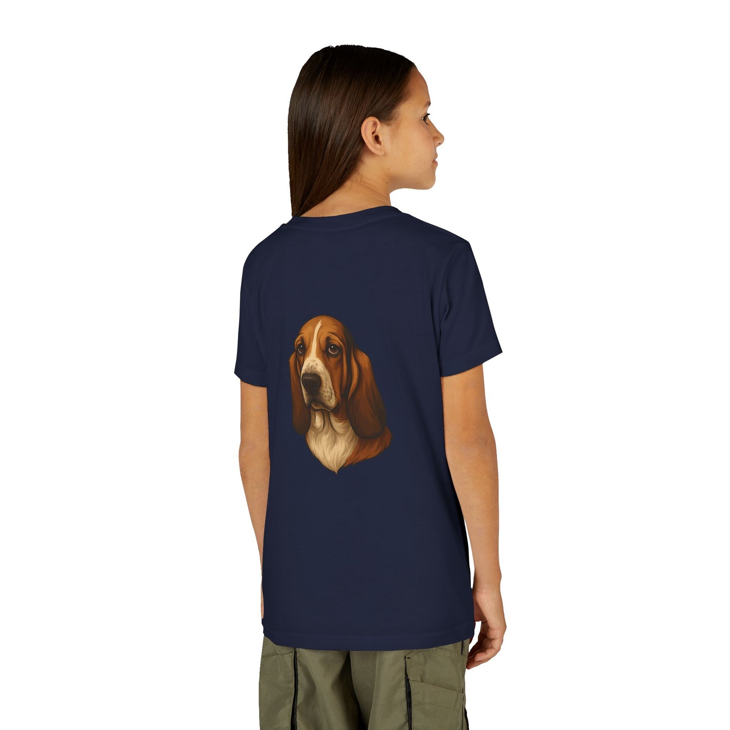 Basset Hound Head Youth Unisex Short Sleeve Crewneck Tee