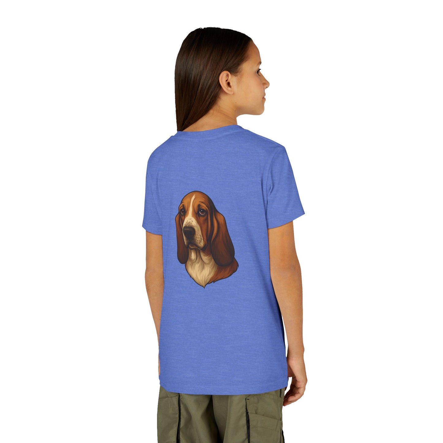 Basset Hound Head Youth Unisex Short Sleeve Crewneck Tee