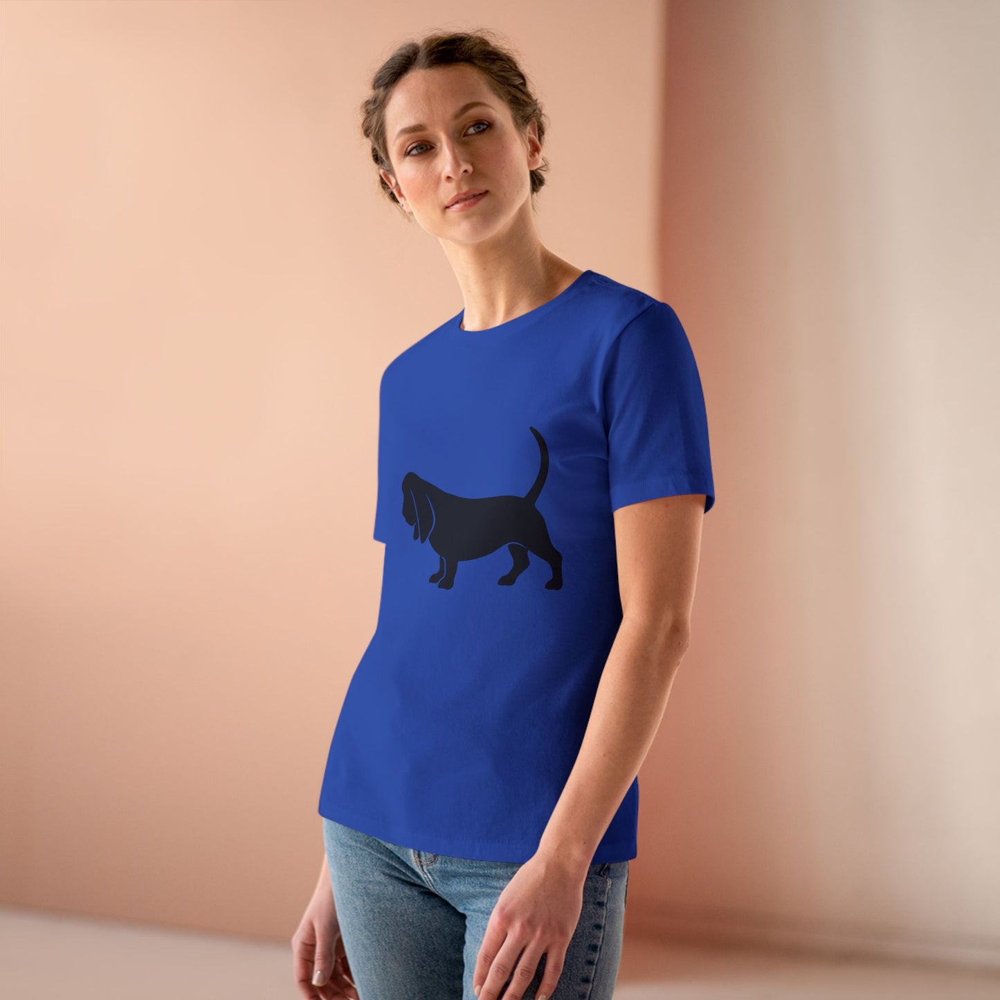 Basset Hound Silhouette Women's Short Sleeve Crewneck Tee