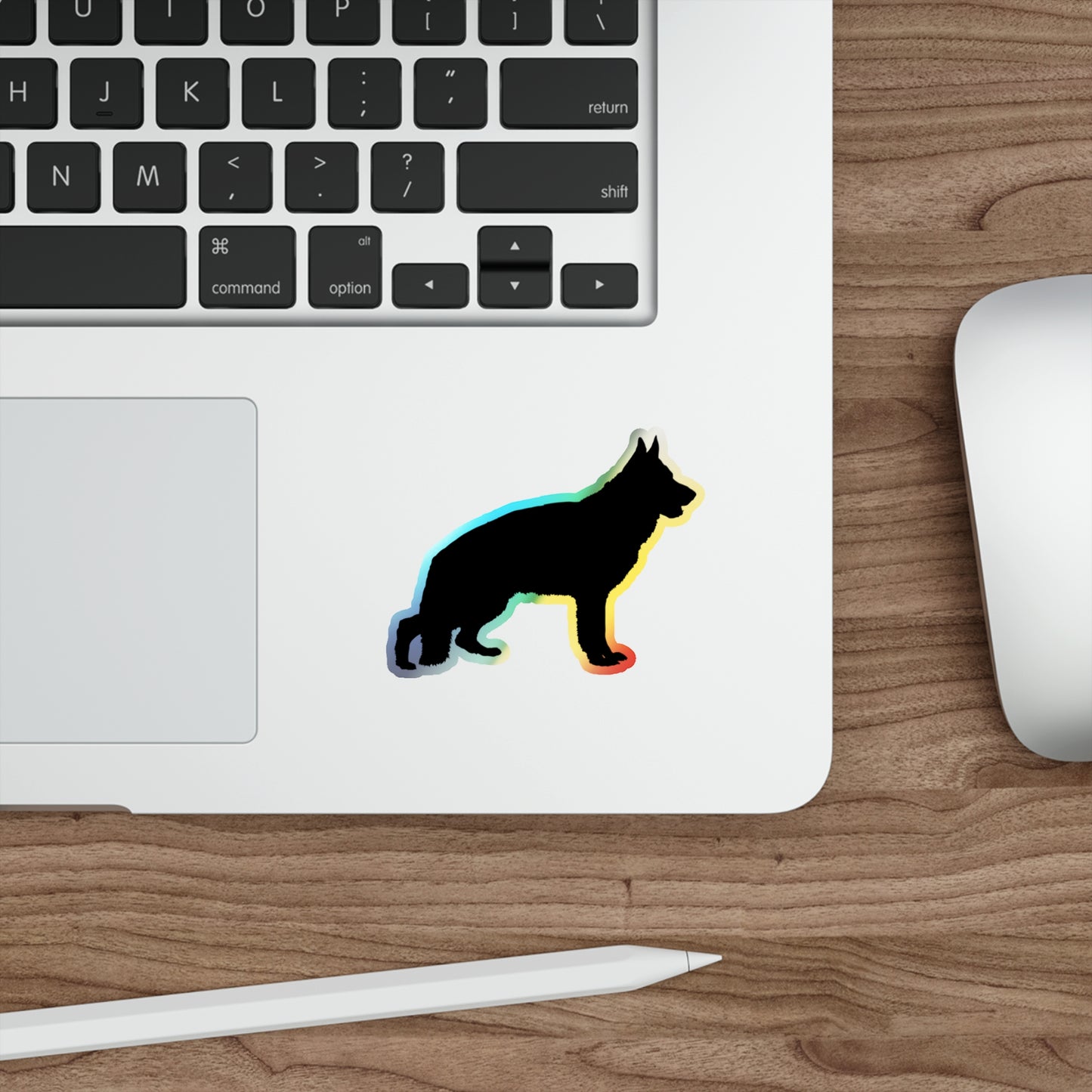 German Shepherd Silhouette Holographic Sticker