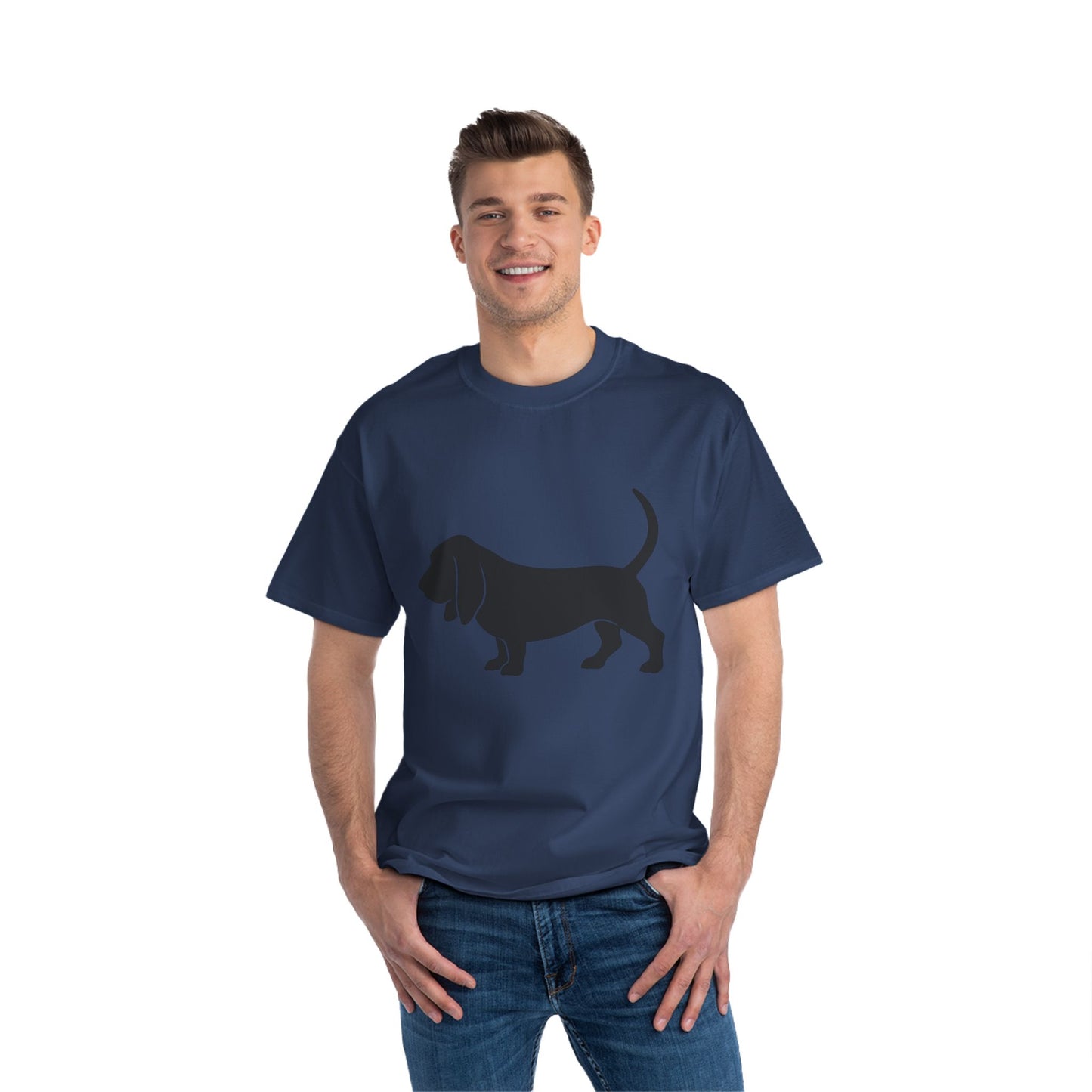 Basset Hound Silhouette Men's Short-Sleeve Crewneck Tee