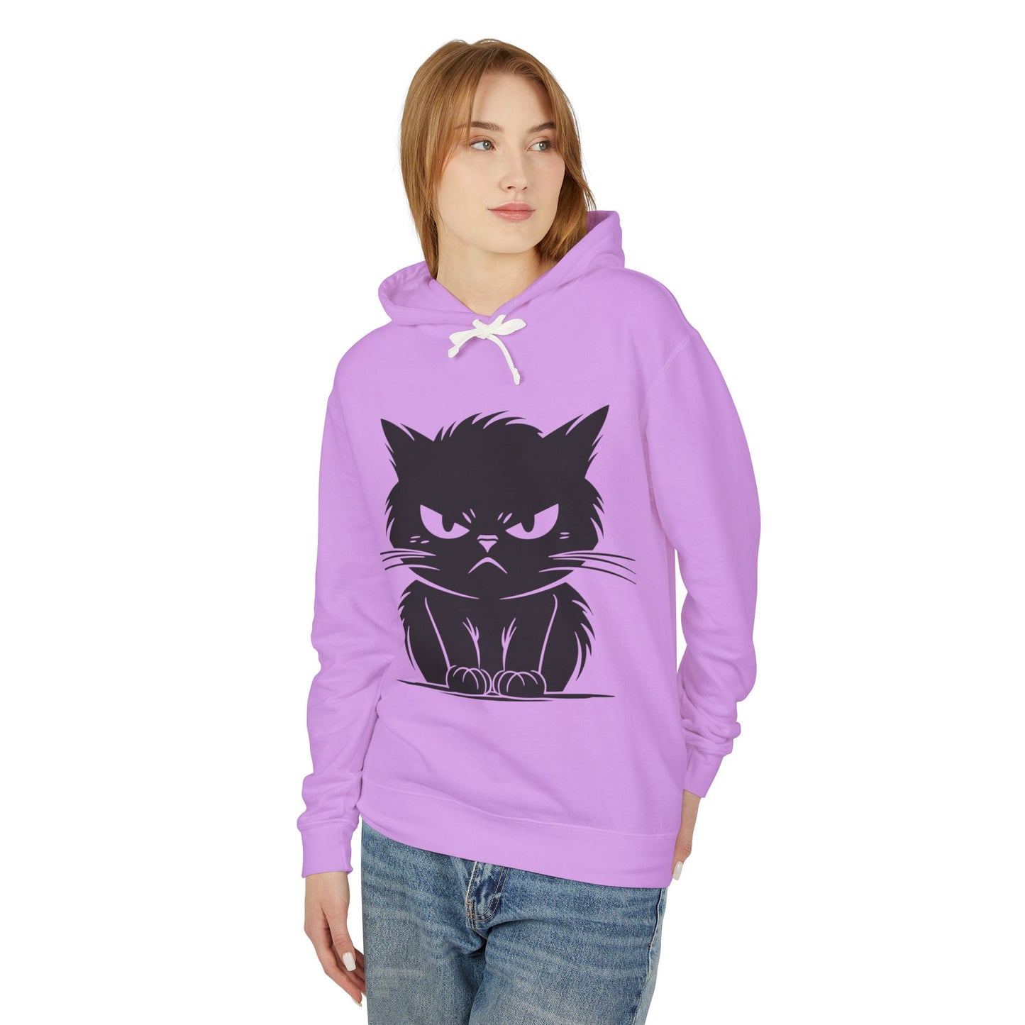 Angry Cat Unisex Lightweight Hoodie