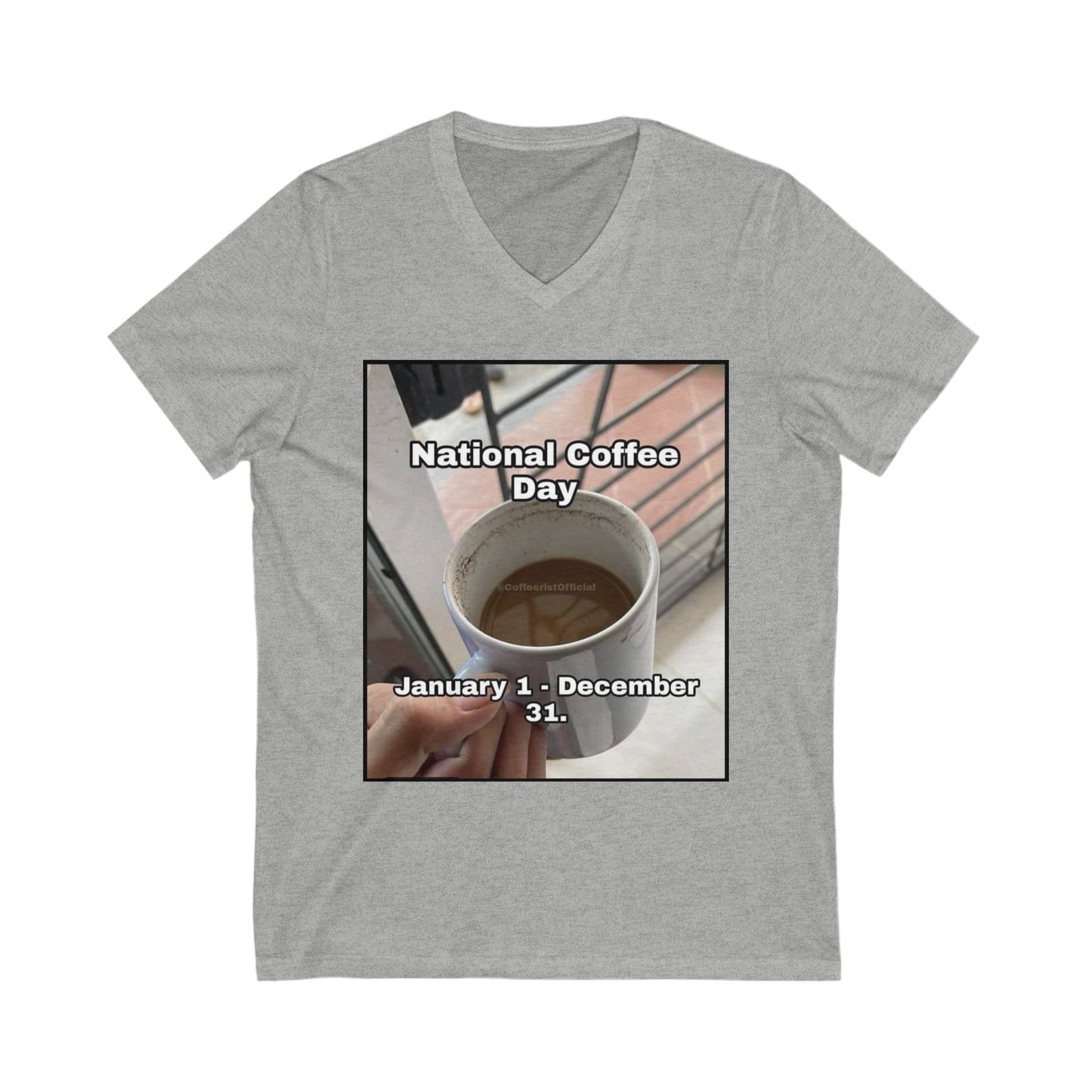 National Coffee Day Unisex Short Sleeve V-Neck Tee