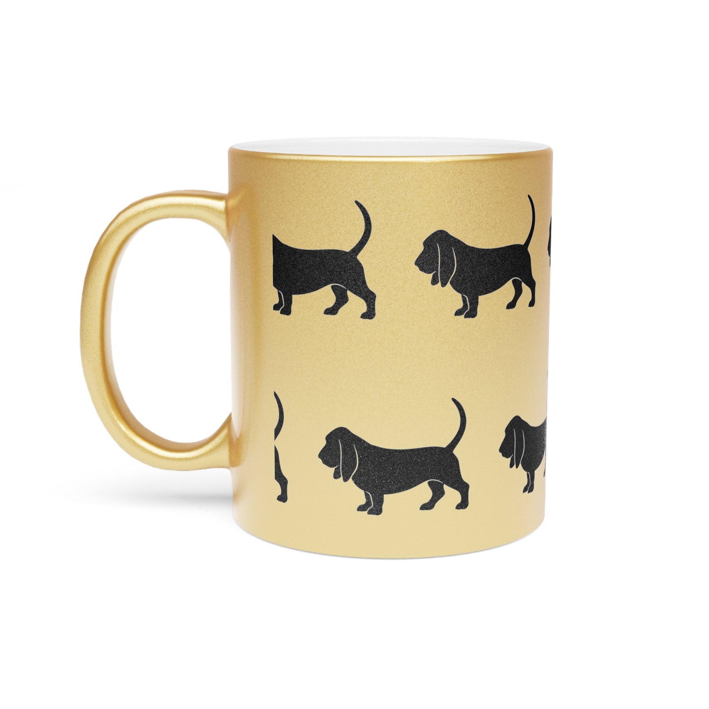 Basset Hound Silhouette Metallic Coffee Mug