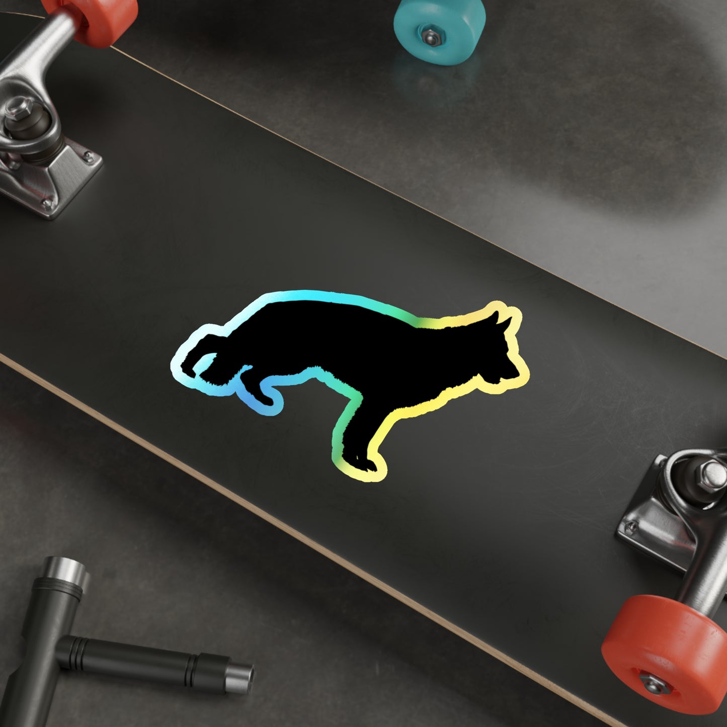 German Shepherd Silhouette Holographic Sticker