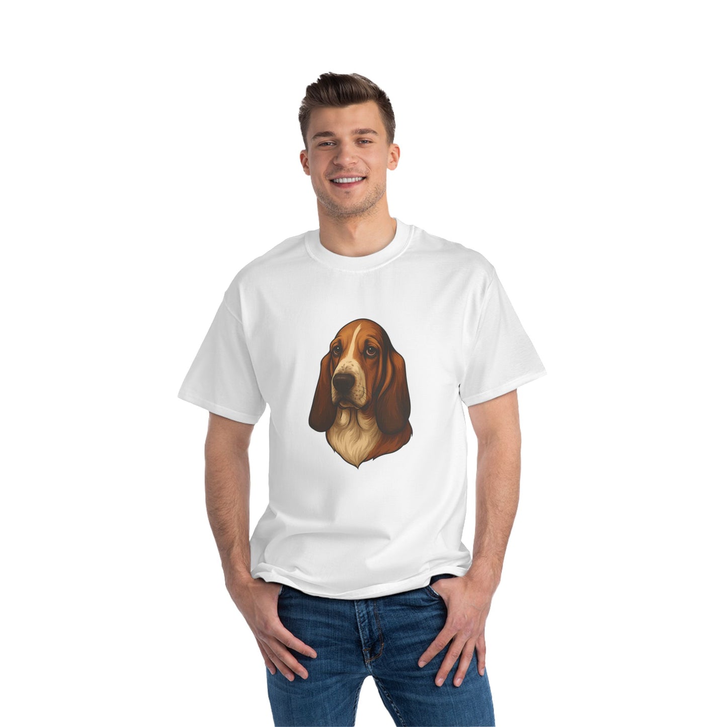 Basset Hound Head Men's Short-Sleeve Crewneck Tee