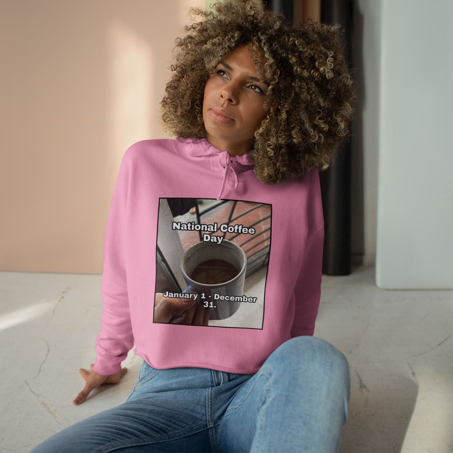 National Coffee Day Women's Crop Hoodie