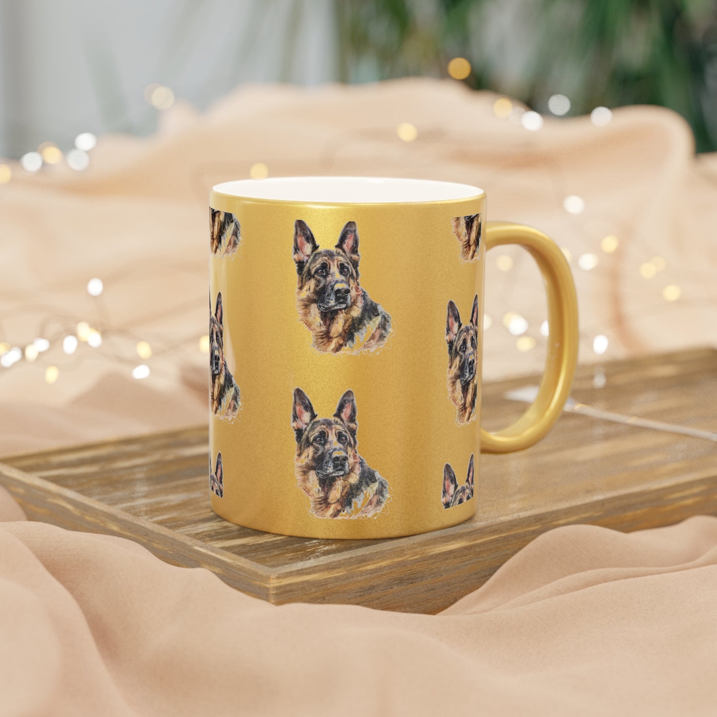 German Shepherd Head Metallic Coffee Mug