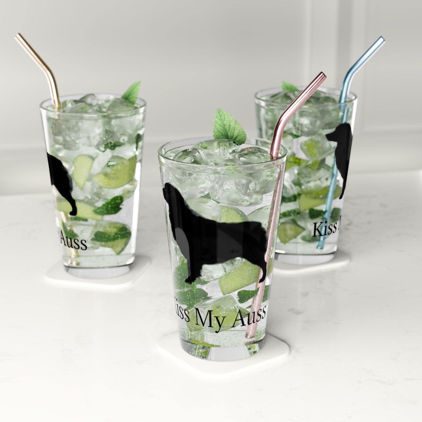 Kiss My Auss Drinking Glass