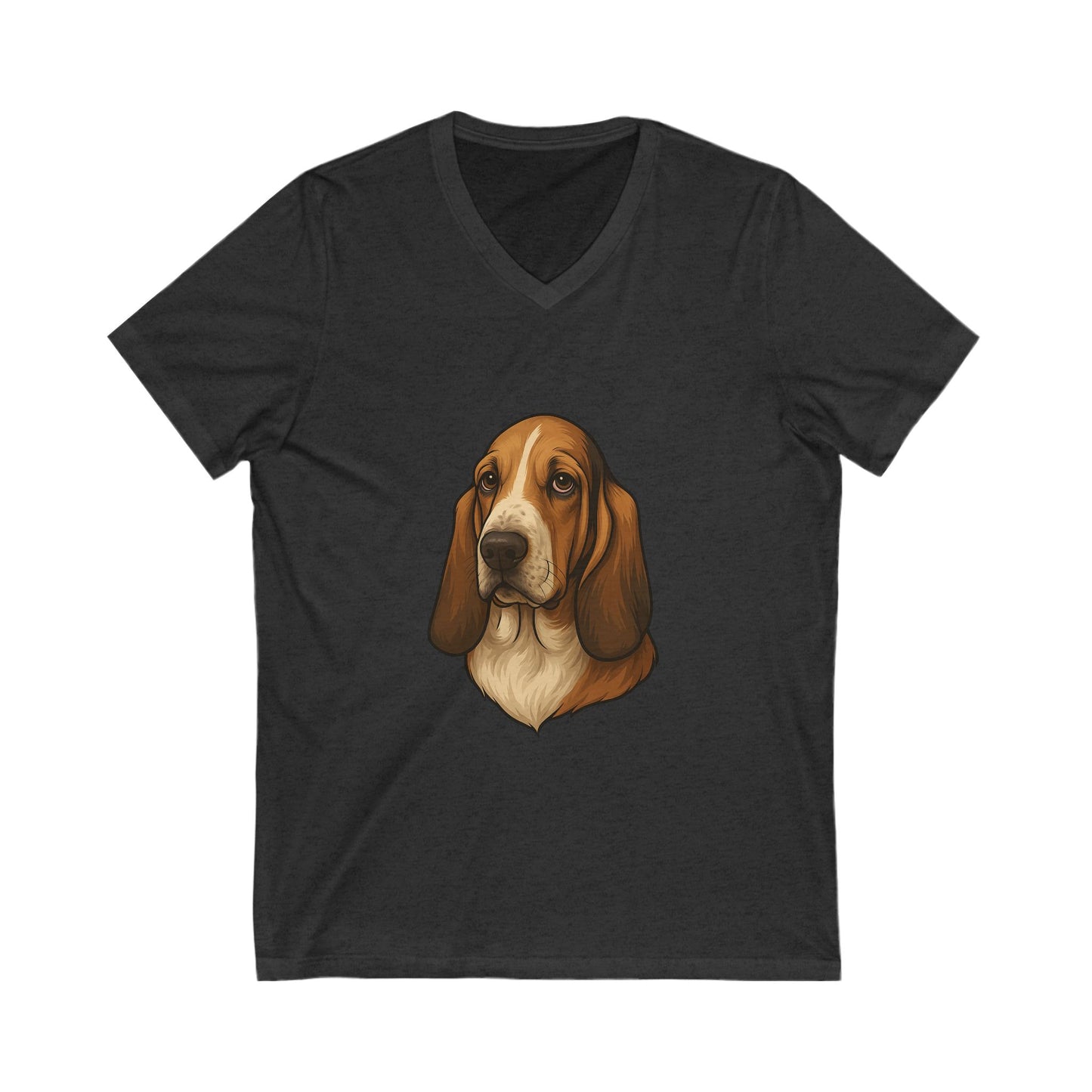 Basset Hound Head Unisex Short Sleeve V-Neck Tee