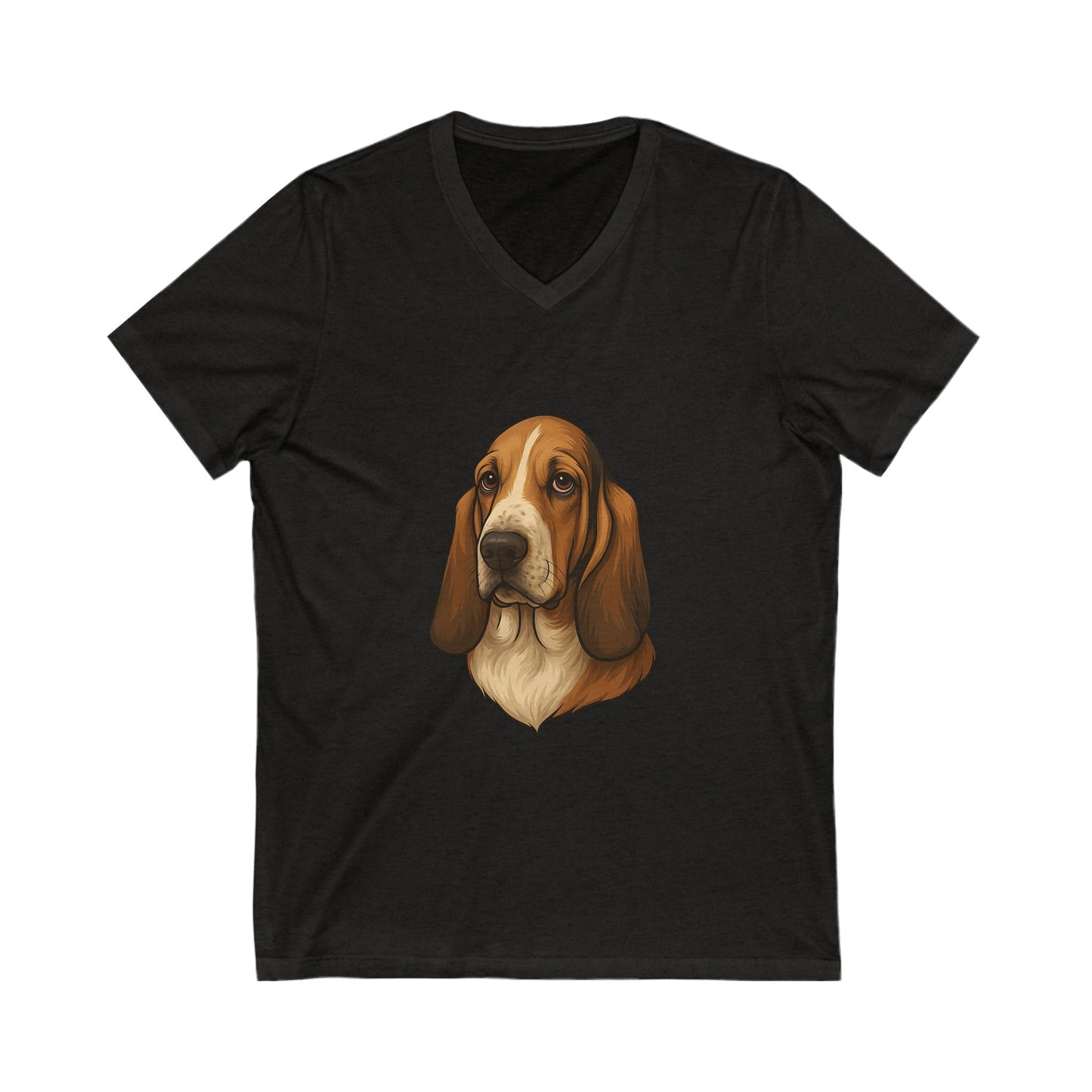 Basset Hound Head Unisex Short Sleeve V-Neck Tee