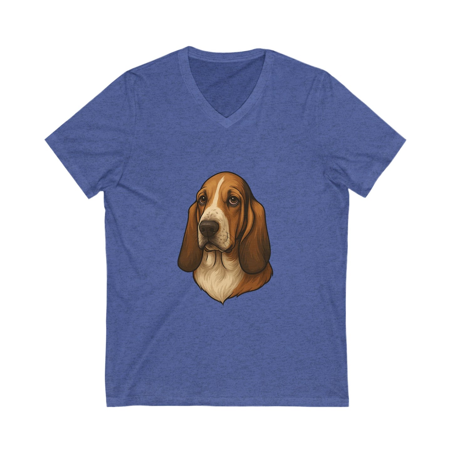 Basset Hound Head Unisex Short Sleeve V-Neck Tee