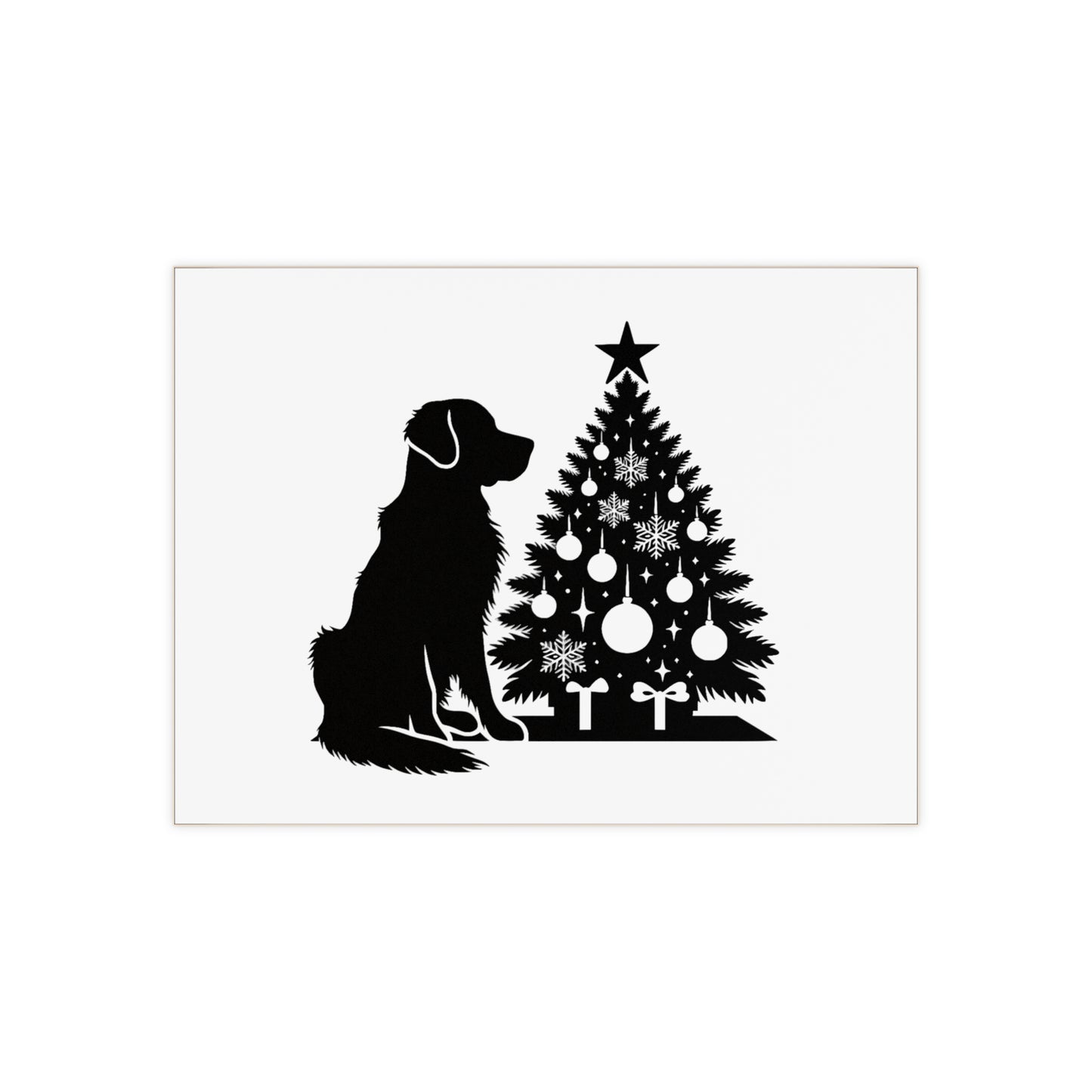Golden Christmas Tree Ceramic Photo Tile