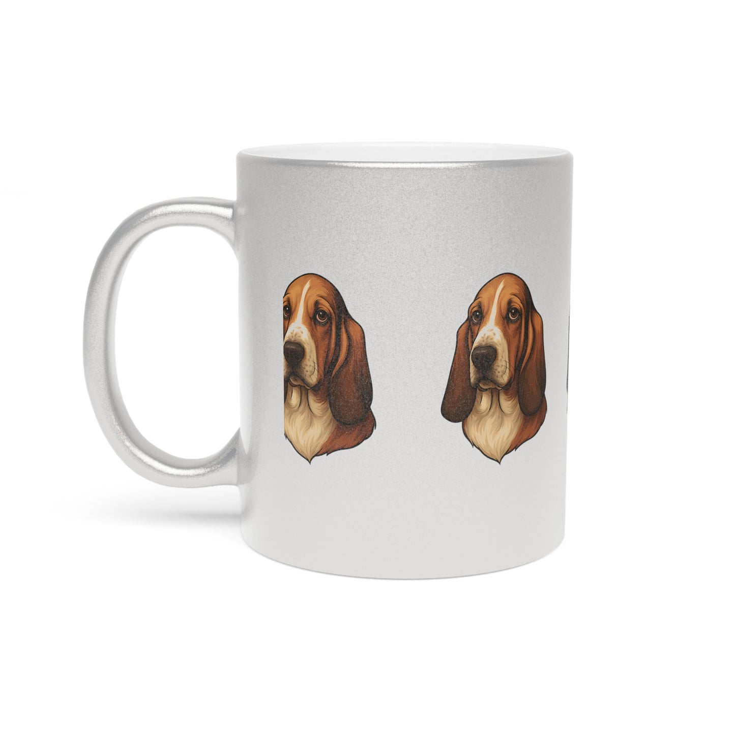 Basset Hound Head Metallic Coffee Mug