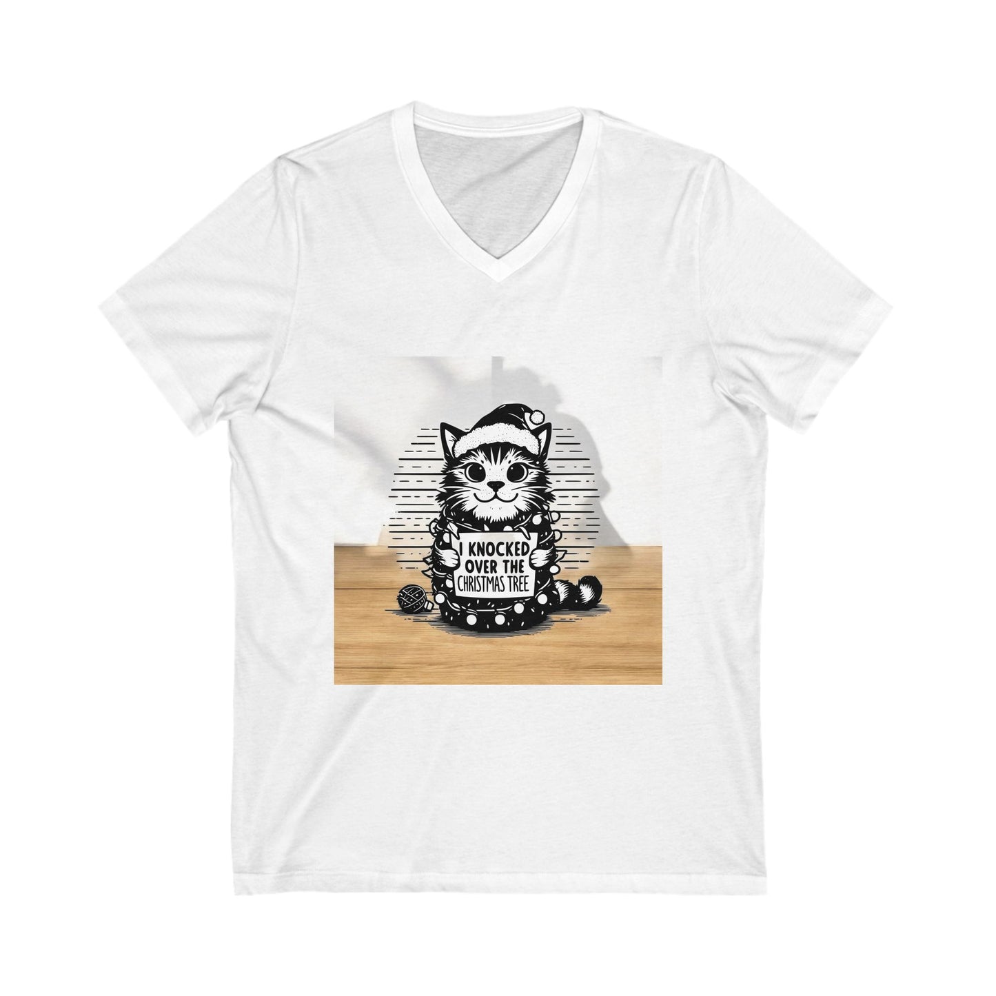 Naughty Cat Unisex Short Sleeve V-Neck Tee