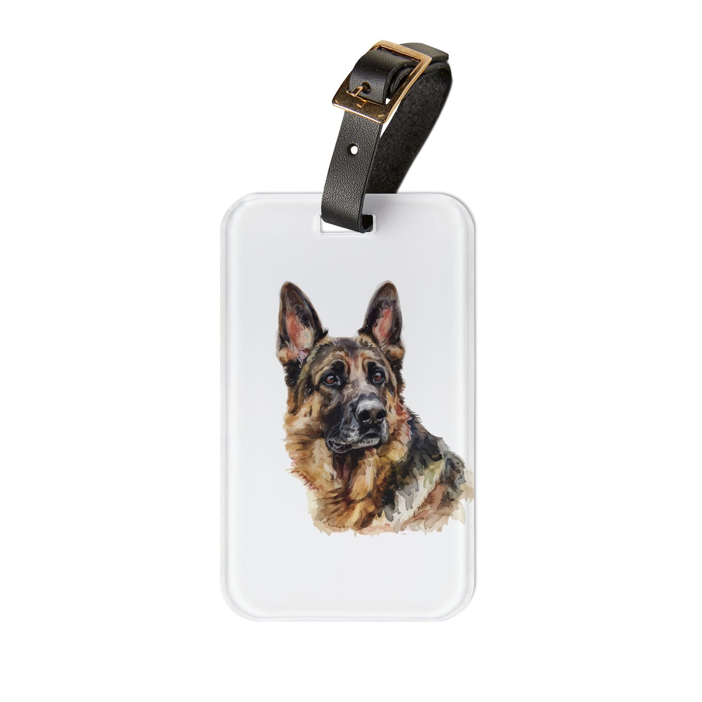 German Shepherd Head Leather Strap Luggage Tag