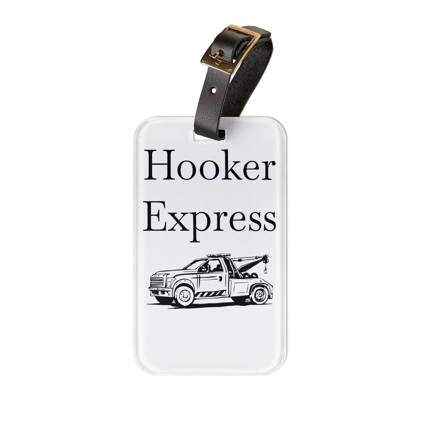 H**ker Express Wheel Lift Tow Truck Leather Strap Luggage Tag