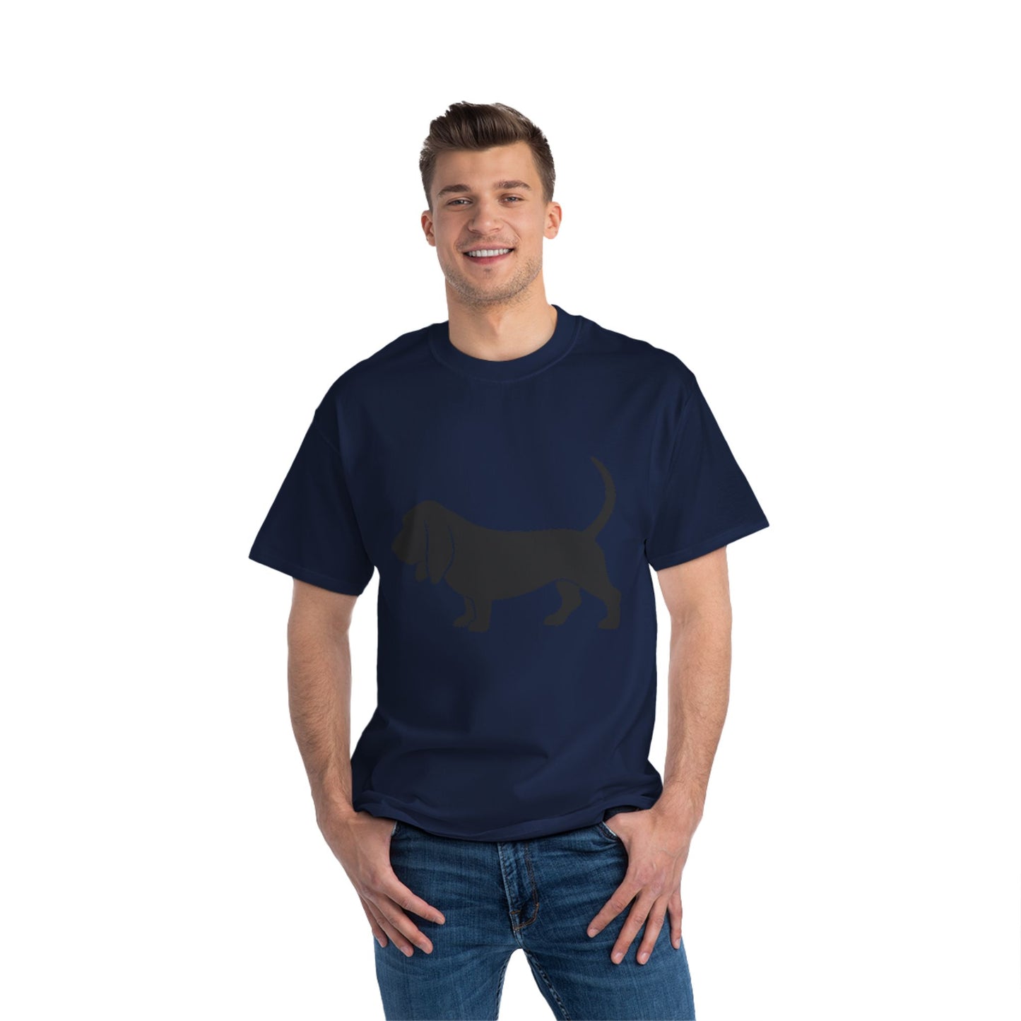Basset Hound Silhouette Men's Short-Sleeve Crewneck Tee