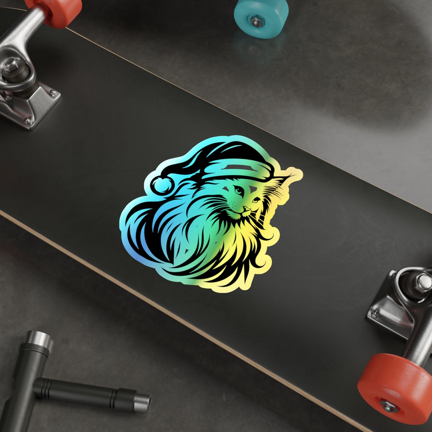 Santa Paws Cat Holographic Sticker